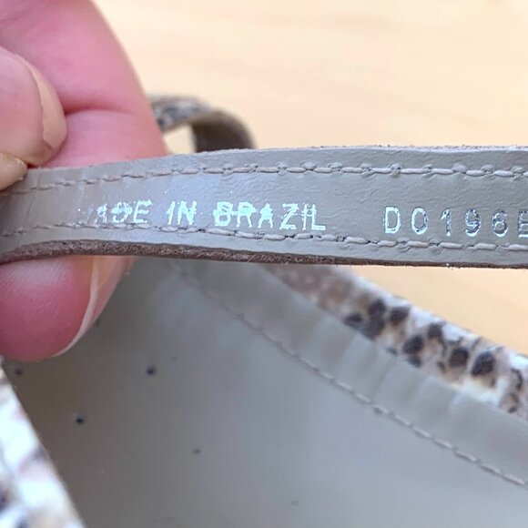 Geox Taupe Patent Leather With Snakeskin Trim Sandals - Picture 5 of 5